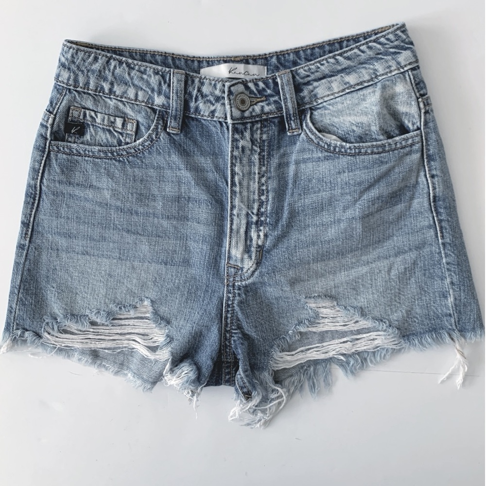 KanCan Denim Jean Shorts Women’s Size XS Blue Distressed Ripped Washed